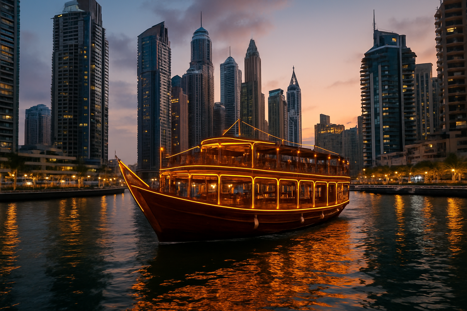 Luxury dhow cruise on Dubai Marina